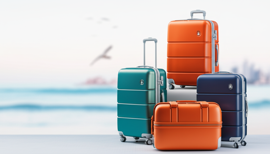 Traveler with luggage at airport or travel destination